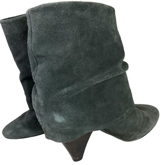 STEVE MADDEN FOLD High Cone Heels Ankle Boots Gray Suede Genuine Leather sz 7 M - Picture 14 of 16